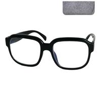 Mini Brille - Lunettes de Lecture Oversize XL Rectangulaire (Noir), Sexy, Boîte Inclus, Grande Lunettes Loupe Homme et Femme + 1.0 Dioptrie