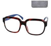 Mini Brille - Lunettes de Lecture Oversize XL Rectangulaire (Tortue geniale), Sexy, Boîte Inclus, Grande Lunettes Loupe Homme et Femme + 2.5 Dioptrie