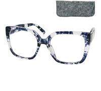 Mini Brille Lunettes de Lecture Papillon Rectangulaire Rectangulair, Boite Inclus, Oversize Épaisse Monture en Plastique (Léopard laiteux), Lunette Loupe Femme +1.5 Dioptrie