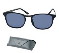 Mini Brille - Lunettes de Soleil de Lecture Rectangles Tendance, Etui Inclus, Monture Plastique (Noir) et Branches Métal, Lunettes de Lecture Homme et Femme + 1.5 Dioptrie