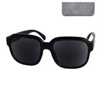 Mini Brille - Lunettes de Soleil de Lecture XL Rectangulaires Oversize, Etui Inclus, Monture Plastique Épaisse (Noir), Lunettes de Lecture Femme + 1.0 Dioptrie