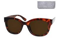 Mini Brille - Lunettes de soleil rétro élégantes avec correction de la vue, monture en plastique avec monture épaisse et grands verres, étui gratuit, lunettes de soleil de lecture pour femme, Léopard