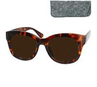 Mini Brille - Lunettes de soleil rétro élégantes avec correction visuelle, monture en plastique avec cadre épais et grands verres, étui gratuit, lunettes de soleil de lecture pour femme, Léopard