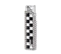 Mini Briquet Butane Ultra Fin, Tempête Jet Flamme, Flash Strass Lampe de Poche, Recharge Gaz, Élégant pour Femme (D)