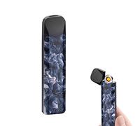 Mini Briquet électrique Ultra Fin Coupe-Vent Double Face en tungstène avec Interrupteur Tactile Rechargeable USB indicateur de Batterie LED (Brume)