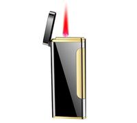 Mini Briquet Torche Cigares Jet Flame Lighter with Adjustable Flame Dial Portable Ultra-Thin Butane Refillable Lighter Great Gift for Men Birthday Christmas (Noir)