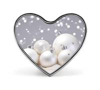 Mini broche classique en alliage d'aluminium avec boules de Noël en forme de cœur blanc de 2,5 cm pour sac à dos, chapeau, costume, veste, décoration de vêtements