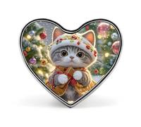 Mini broche classique en alliage d'aluminium de 2,5 cm en forme de chat en forme de cœur pour sac à dos, chapeau, costume, veste, décoration de vêtements