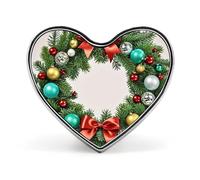 Mini broche classique en forme de couronne de Noël en forme de cœur de branches persistantes, 2,5 cm, en alliage d'aluminium, pour sac à dos, chapeau, costume, veste, décoration de vêtements