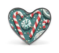Mini broche classique en forme de cœur de sucre d'orge de Noël de 2,5 cm en alliage d'aluminium pour sac à dos, chapeau, costume, veste, décoration de vêtements