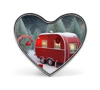 Mini broche de Noël en forme de cœur rouge classique de 2,5 cm en alliage d'aluminium pour sac à dos, chapeau, costume, veste, décoration de vêtements