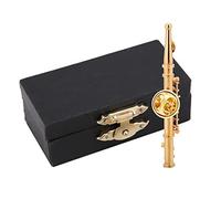 Mini broche pour instrument de musique flûte en argent doré, exécution exquise avec un aspect réaliste, de collection d'instruments de musique, broche en or et argent avec (Or)