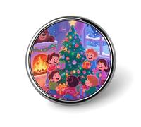 Mini broche ronde de 2,5 cm, avec inscription « Merry Christmas » - Durable et légère - En alliage d'aluminium - Pour veste, chapeau, chemise, sac