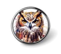 Mini broche ronde de 2,5 cm, broche aquarelle en forme de tête de hibou, durable et légère, en alliage d'aluminium, élégante broche pour veste, chapeau, chemise, sac