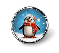 Mini broche ronde de 2,5 cm, en forme de pingouin amusant de Noël, durable et légère, en alliage d'aluminium, élégante broche pour veste, chapeau, chemise, sac