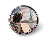 Mini broche ronde de 2,5 cm, motif aigle américain patriotique des États-Unis, broche durable et légère en alliage d'aluminium pour veste, chapeau, chemise, sac