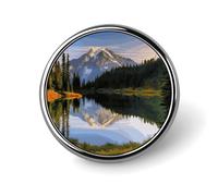 Mini broche ronde de 2,5 cm, motif montagnes et lacs, durable et légère, en alliage d'aluminium, élégante broche pour veste, chapeau, chemise, sac