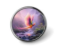 Mini broche ronde de 2,5 cm, Phoenix est en train de voler, durable et légère, en alliage d'aluminium, élégante broche pour veste, chapeau, chemise, sac