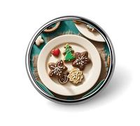 Mini broche ronde de Noël classique en alliage d'aluminium de 2,5 cm pour sac à dos, chapeau, costume, veste, décoration de vêtements
