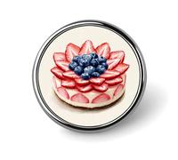 Mini broche ronde en forme de gâteau en tranches de fraises et de myrtilles pour homme et femme