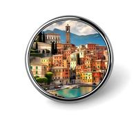 Mini broche ronde italienne classique de 2,5 cm en alliage d'aluminium pour sac à dos, chapeau, costume, veste, décoration de vêtements