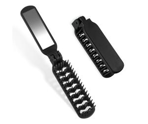 Mini brosse à cheveux, brosse à cheveux pliable de voyage avec miroir, petite brosse à cheveux ventilée noire, peigne de poche pour cheveux épais et bouclés, brushing, lissage, démêlage, mini brosse à
