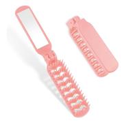 Mini brosse à cheveux pliante, petite brosse à cheveux de voyage avec miroir, brosse pliable en format de poche, peigne de massage du cuir chevelu, brosse de démêlage compacte, brosse à cheveux