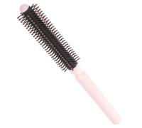 Mini Brosse à Cheveux Ronde pour Brushing, Plastique Rose, Style Compact | Cheveux et Frange, Usage Quotidien et Voyage, Rouleau Souple, Aide au Coiffage