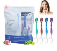 Mini Brosse a Dent Jetable avec Dentifrice 26 Brossettes à Dents Jetables 5 en 1, avec Dentifrice Pré-Enduit, Fil Dentaire, Brosse à Langue, Cure-Dents, Compactes et Portables pour Voyage