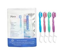 Mini Brosse à Dents 5 en 1 Dentifrice, Fil Dentaire, Cure-Dents, Gratte-Langue, Kit de Voyage Portable, Brosse à Dents 4 en 1 avec Billes Nettoyantes, Mini Brosses à Dents Jetables(Mixed Pack(26 stick