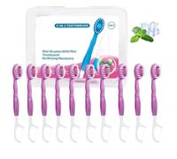 Mini Brosse à Dents 5 en 1 Dentifrice, Fil Dentaire, Cure-Dents, Gratte-Langue, Kit de Voyage Portable, Brosse à Dents 4 en 1 avec Billes Nettoyantes, Mini Brosses à Dents Jetables(Floral Flavor)