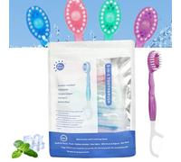 Mini brosse à dents 5 en 1, fil dentaire, gratte-langue et cure-dents, portable et multifonction, idéale pour les voyages et les réunions, usage quotidien, lot de 26, 4 parfums (C)