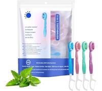 Mini brosse à dents de voyage 5 en 1, portable, emballée individuellement, avec dentifrice, outil multifonction jetable pour soins bucco-dentaires, 4 saveurs pour une utilisation en voyage (mélange)