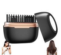 Mini Brosse lisseur à cheveux sans fil 2 en 1 avec 3 réglages de température, chauffe rapide en 30 secondes, chargement USB-C,coque anti-brûlure, pour tous types de cheveux,voyages et maison (Noir)
