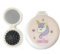 Mini brosse pliante mignonne avec miroir rond, poils en nylon, brosse démêlante pour cadeau d'anniversaire, violet charmant et professionnel