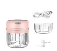 Mini broyeur d'ail électrique sans fil, 100ml/250ml, hachoir Portable, chargeur USB, gingembre, piment, légumes, Machine de cuisine(105-2Cups-Pink)