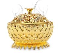 Mini Brûleur D'encens Rétro, Brûleur D'encens Lotus Encens Holder Bol Retour Encens Furnace Lotus Encens Furnace Conique Support Pot D'encens pour Charbon pour Décoration De Maison Et De Bureau(Or)