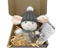 Mini Bunny Hug Cute Easter Gift, Handmade Crochet Bunny Hugs in a Box, Easter Bunnys Toy, Pocket Hugs Gift for Easters, Cute Plush Rabbit Doll for Kids & Friends (Gray)