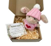 Mini Bunny Hug Cute Easter Gift, Handmade Crochet Bunny Hugs in a Box, Easter Bunnys Toy, Pocket Hugs Gift for Easters, Cute Plush Rabbit Doll for Kids & Friends (Pink)