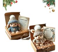 Mini Bunny Hug Cute Easter, Handmade Bunny Hugs in Box, Pocket-Sized Comfort with Knit Hat & Gift Box, for Friends Family (2PCS-G+B)