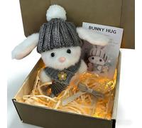 Mini Bunny Hug in a Box Easter Gifts for Kids, Handmade Crochet Pocket Hug with Inspirational Card, Mini Bunny Hug in a Box for Anxiety Relief, Friendship and Family Keepsake (03)