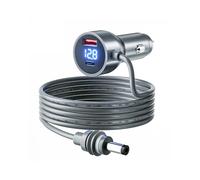 Mini câble d'alimentation CC - Adaptateur allume-cigare - 3 m - 12 V-48 V - Chargeur de voiture avec ports USB/Type-C - Étanche et robuste - Pour camion, camping-car, voiture - Gris