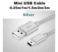 Mini câble USB à 5 broches,chargeur de données rapide,câble court pour lecteur MP3,MP4,DVR de voiture,GPS,appareil photo numérique,disque dur,3 m,1m,0.25m - Type Silver-1m #A