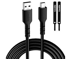 Mini câble USB de 1,8 m, USB 2.0 de type A vers mini B compatible avec manette PS3, lecteur MP3, appareil photo numérique, microphone Yeti et plus encore avec 2 serre-câbles - 1,8 m