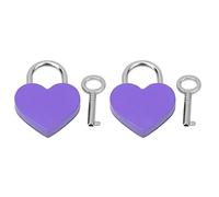 Mini cadenas en forme de coeur avec clé, 2pcs petit cadenas avec clés Note à carburant Coeurs Grafs Fournitures de l'artisanat 30x39 mm (Violet)