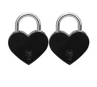 Mini cadenas en forme de coeur avec clé, 2pcs petit cadenas avec clés Note à carburant Coeurs Grafs Fournitures de l'artisanat 30x39 mm (Noir)