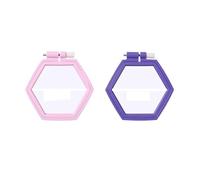Mini Cadre À Broder en Bois Cadre de cerceau broderie en plastique, réglable hexagonal, bricolage, 105x95MM, cadre point croix, outil artisanal d'aiguille pansement brodé , 1/2 pièces(Pink and purple)