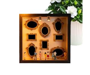 Mini Cadre Photo De Musée - Boîte À Souvenirs En Bois, Affichage De Silhouette Avec Figurines | Décoration Murale Artisanale Pour Adultes, Chambre/étude/bibliothèque