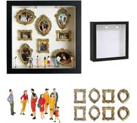 Mini cadre photo musée DIY avec cadre doré et lumière LED, boîte d'ombrage vintage avec figurines miniatures de personnes, personnalisé pour mariage, anniversaire et anniversaire comme souvenir unique