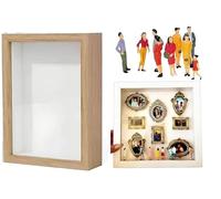 Mini Cadres Photo DoréS, BoîTe Silhouette pour Mini MuséEs à Faire Soi-MêMe, 11 Cadres Photo Miniatures De Table avec 8 Figurines(Grey/P)